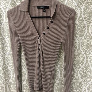 White House Black Market Taupe Ribbed Cardigan